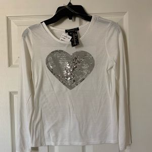 Girls Long Sleeve Tee w/sequins heart